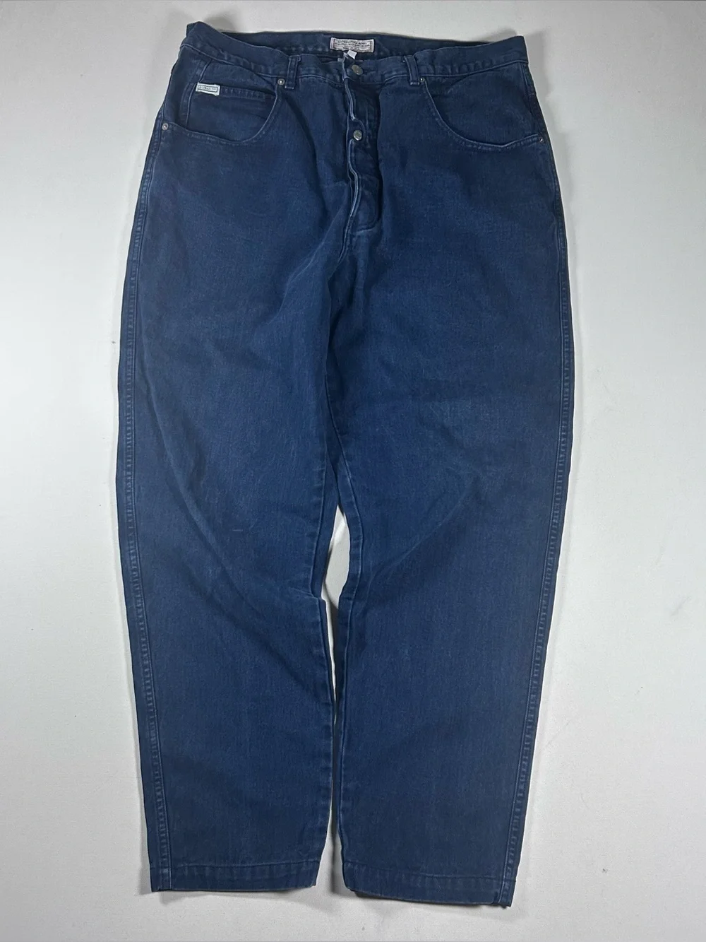 VTG 90s Guess USA Jeans Fits: 36X31 Baggy Taper Leg Mens Blue Unique Button Fly